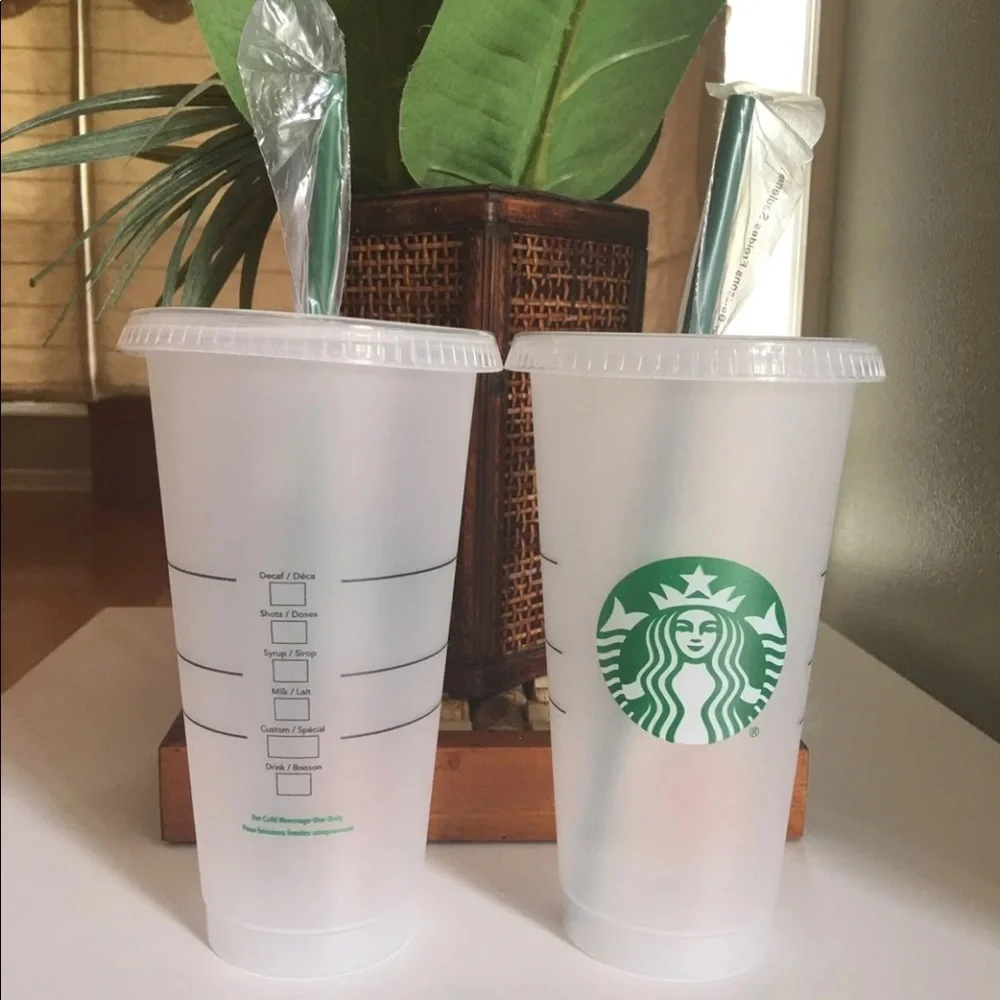 NWT Starbucks set of 2 Venti iced cups Christmas holiday gift coffee tea water